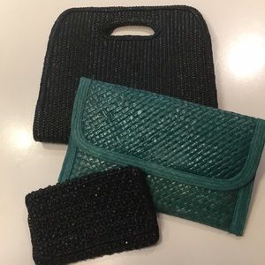 3 straw clutch handbags